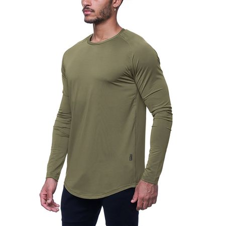 Men's Long-Sleeved T-Shirt Youth Large Size Round Neck Quick-Drying Clothing Sports Bottoming Top