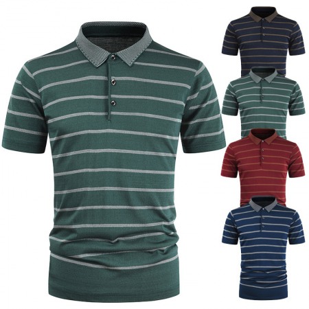 Men's Casual Fashion Striped T-Shirt Hot Sale Short Sleeve