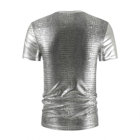 Summer Men's New Casual Local Gold Short-Sleeved Round Neck Shiny T-Shirt